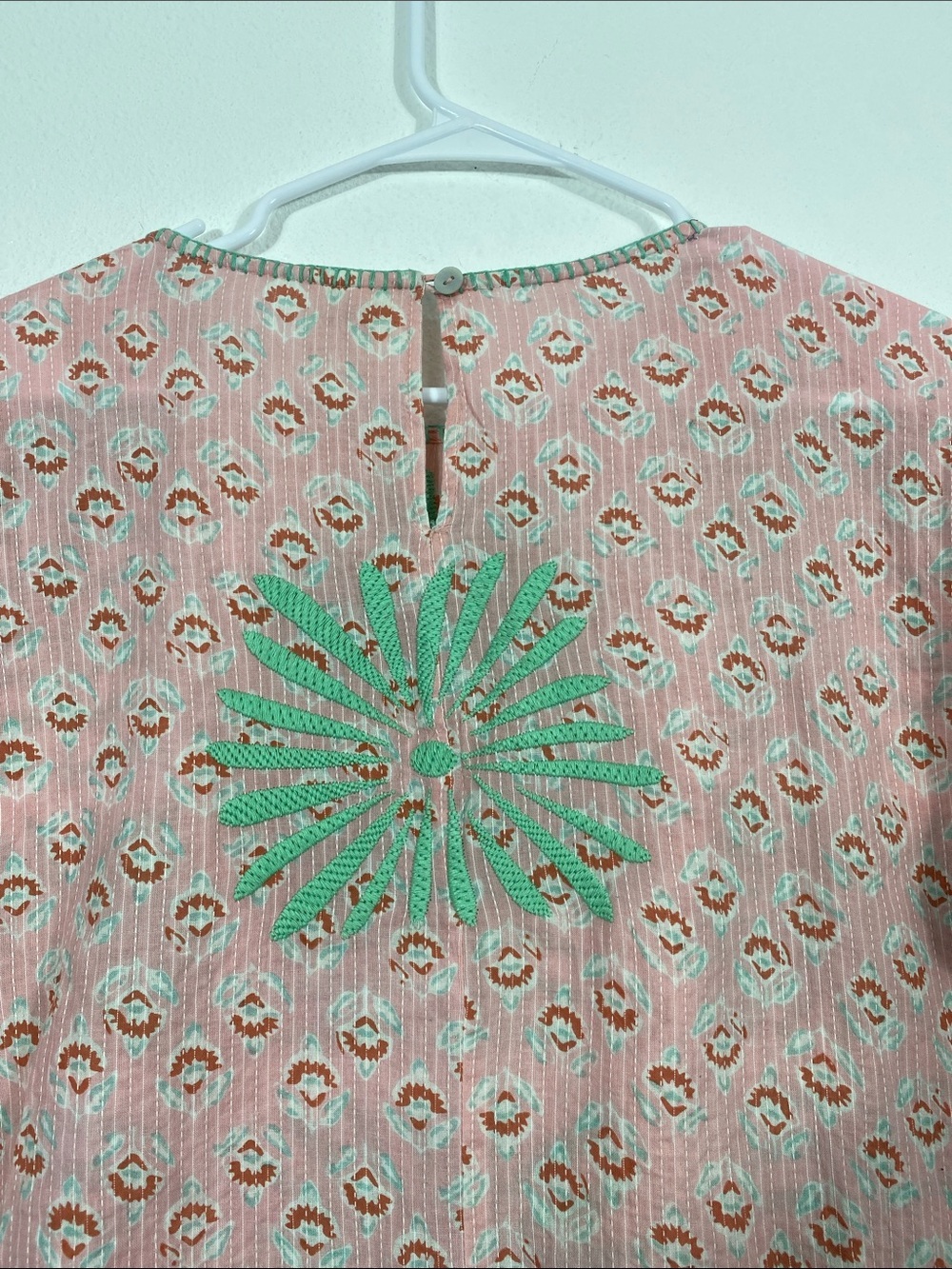 Sister Mary Elena Pink Green Embroidered Cotton Blouse Top Boho XS - Picture 8 of 16